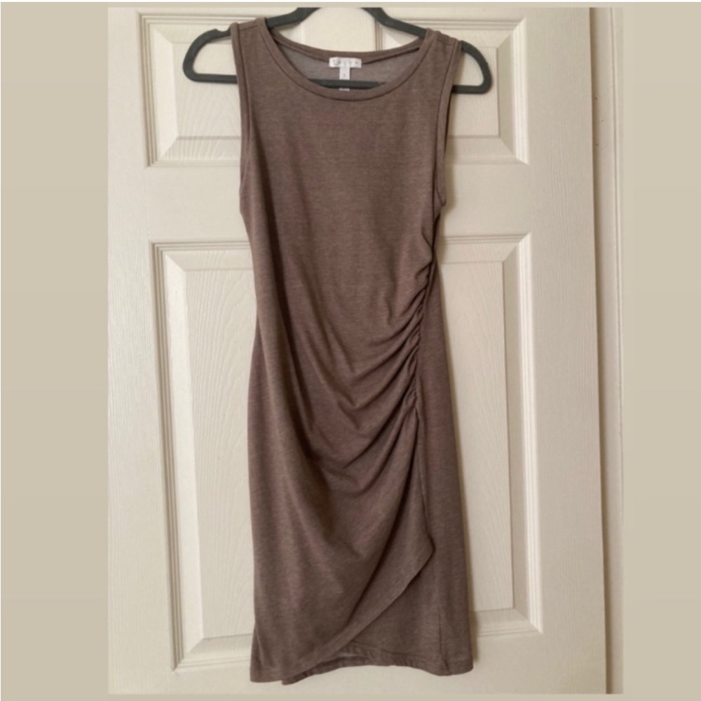 Leith Ruched Body-Con Tank Dress, size small, TAN DUSK HEATHER